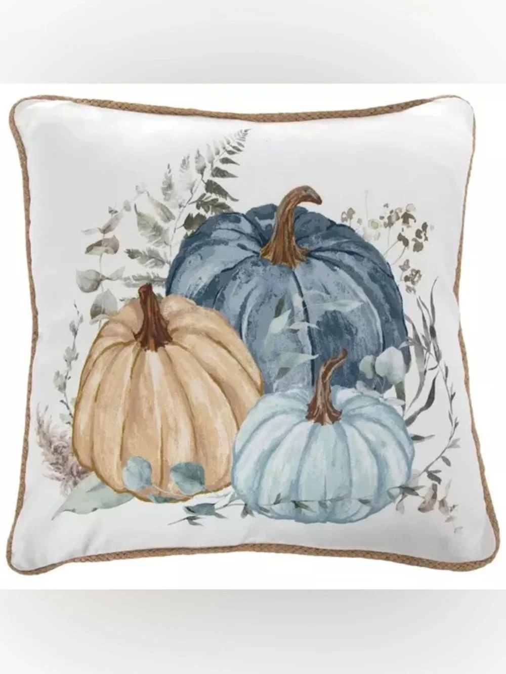 Blue Watercolor Pumpkins Pillow Cover